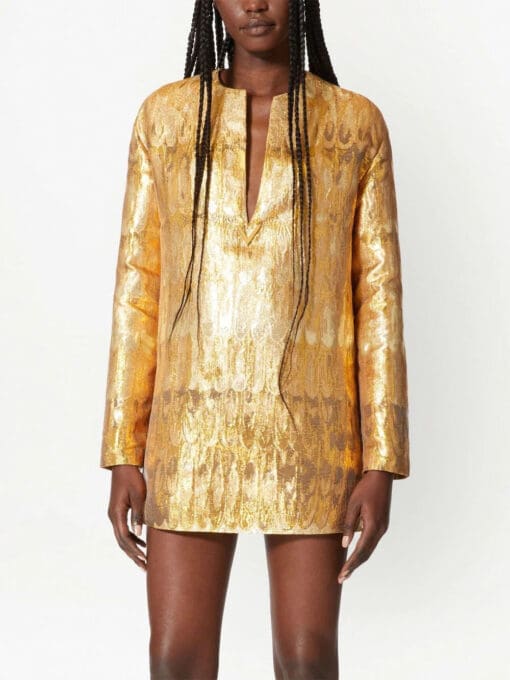 Valentino Garavani  Golden Wings brocade minidress - Image 3