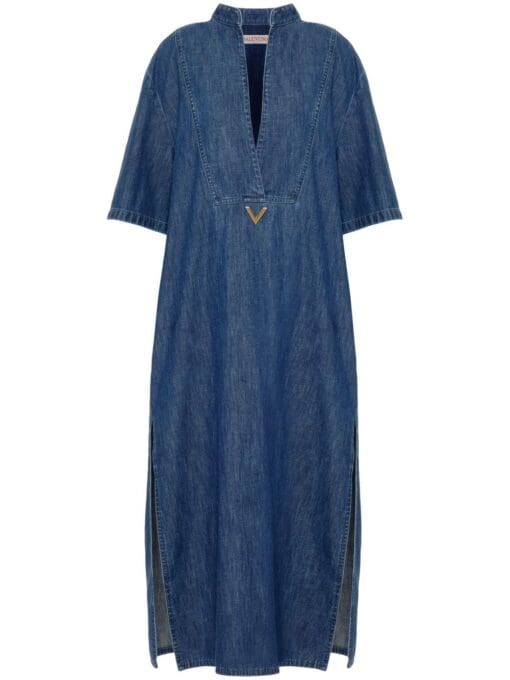 Valentino Garavani  logo plaque denim kaftan