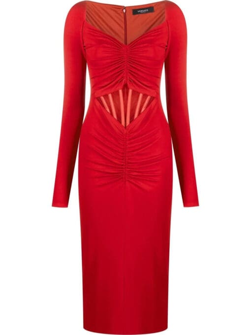 Versace  gathered-detail long-sleeve dress