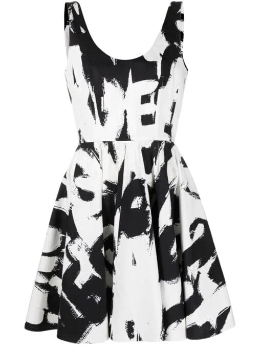 Alexander McQueen  logo-print flared dress