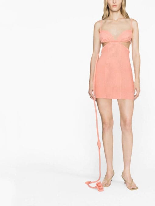 Off-White  flower ribbon ribbed minidress - Image 4