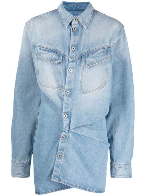 Off-White  Toybox asymmetric denim shirt-dress