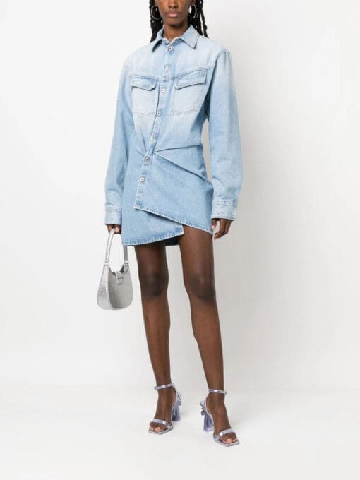 Off-White  Toybox asymmetric denim shirt-dress - Image 2