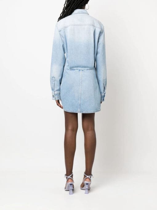 Off-White  Toybox asymmetric denim shirt-dress - Image 4