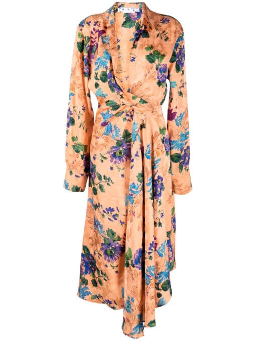 Off-White  floral-print wrap dress