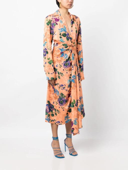 Off-White  floral-print wrap dress - Image 3