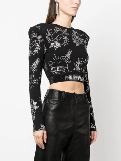 Philipp Plein  crystal-embellished long-sleeved top - Image 3