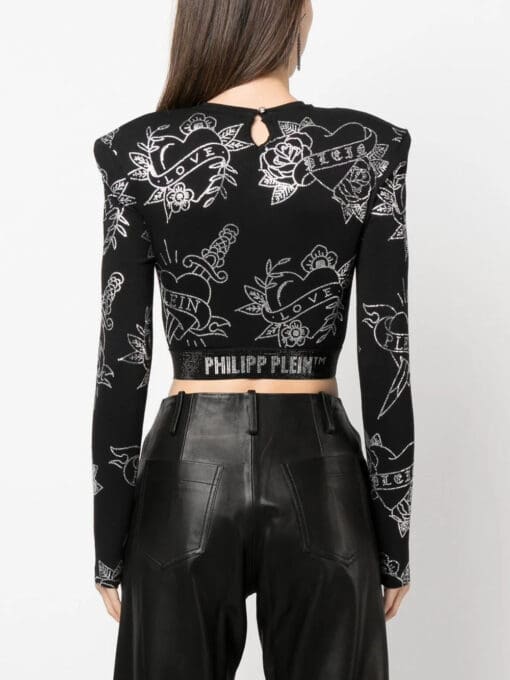 Philipp Plein  crystal-embellished long-sleeved top - Image 4