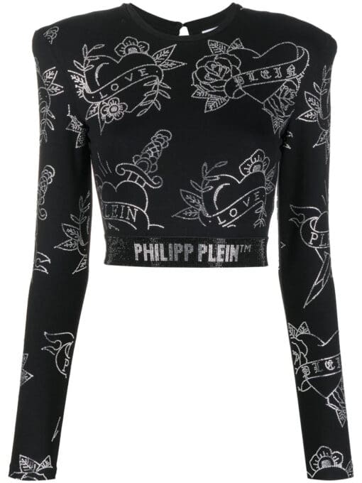 Philipp Plein  crystal-embellished long-sleeved top