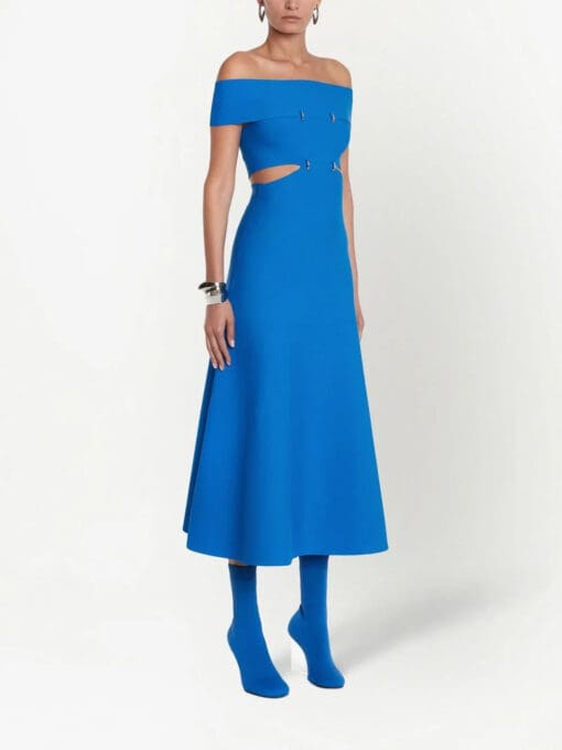 Alexander McQueen  off-shoulder flared midi dress - Image 3