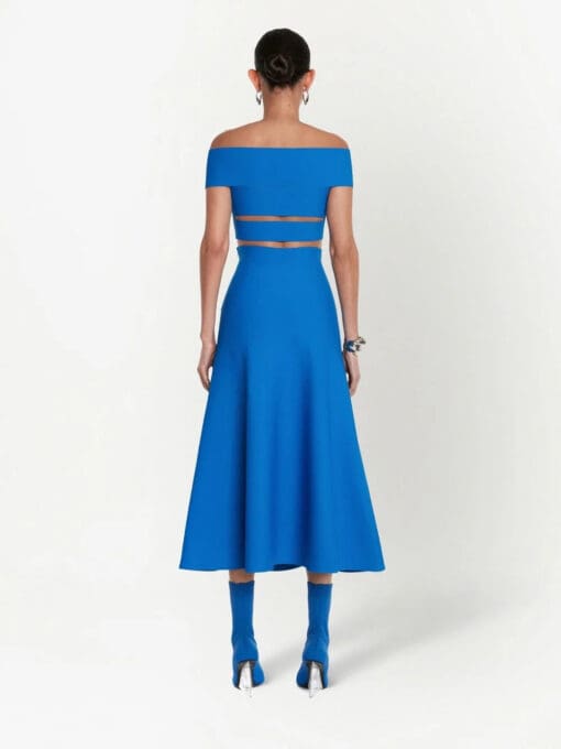 Alexander McQueen  off-shoulder flared midi dress - Image 4