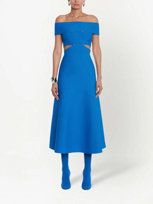 Alexander McQueen  off-shoulder flared midi dress - Image 2