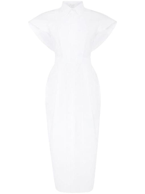 Alexander McQueen  collared short-sleeved midi dress