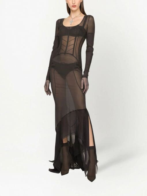 Dolce & Gabbana  KIM DOLCE&GABBANA asymmetric sheer floor-length dress - Image 3