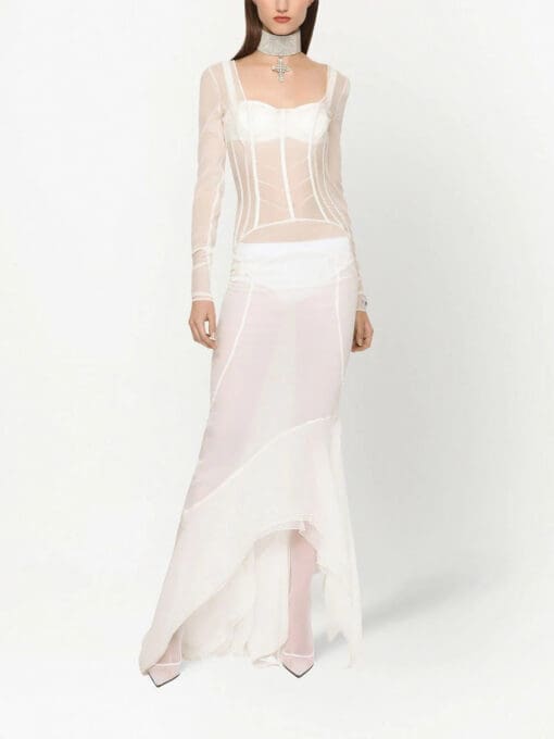 Dolce & Gabbana  KIM DOLCE&GABBANA asymmetric sheer floor-length dress - Image 3