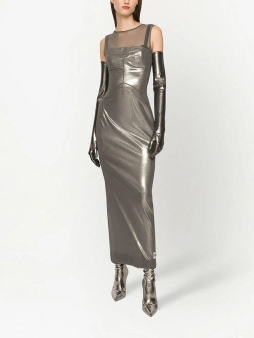 Dolce & Gabbana  KIM DOLCE&GABBANA metallic-finish ankle-length dress - Image 3