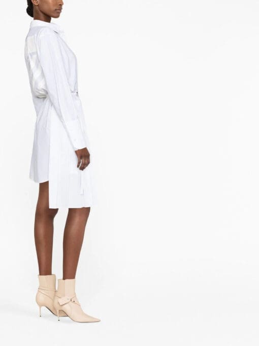 Off-White  Diag plissé cotton shirt dress - Image 4