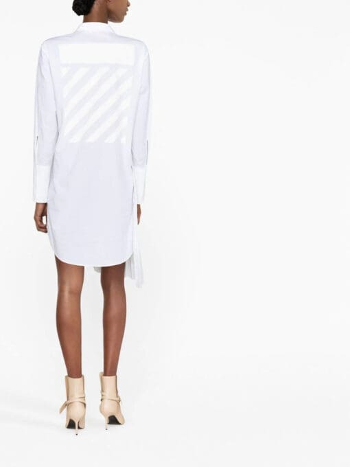 Off-White  Diag plissé cotton shirt dress - Image 3