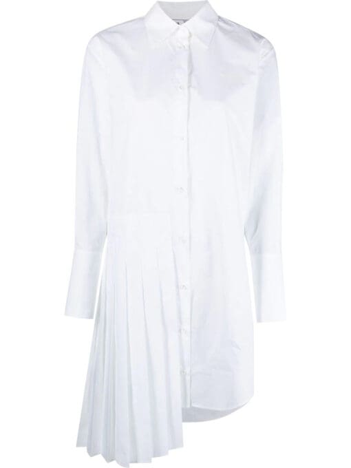 Off-White  Diag plissé cotton shirt dress