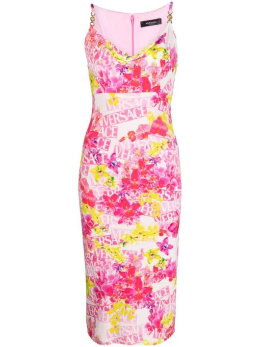 Versace  floral-print midi dress