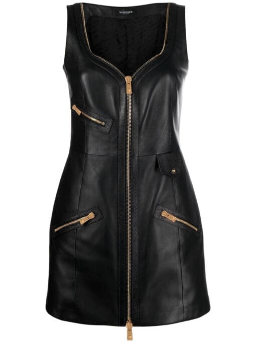 Versace  sweetheart-neckline lambskin mini dress