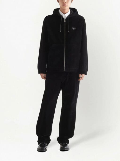 Prada  triangle-logo zip-up hoodie - Image 2