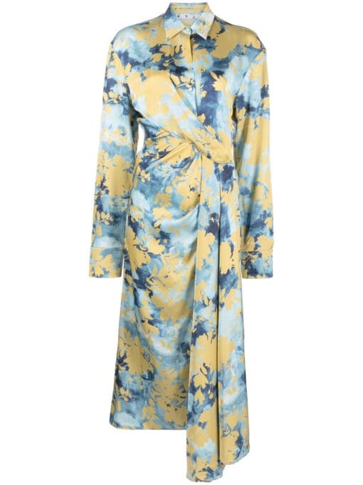 Off-White  floral-print wrap shirtdress