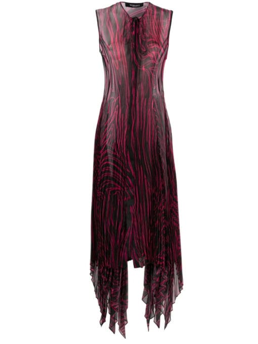 Versace  abstract-print plissé dress