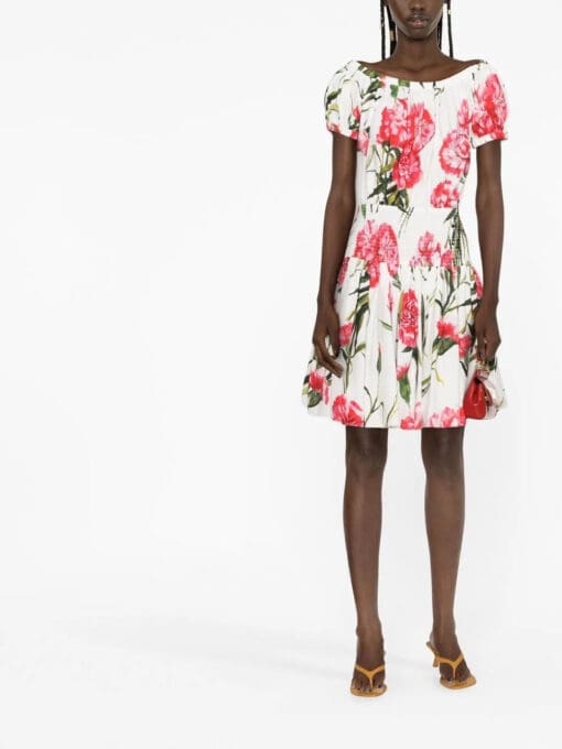 Dolce & Gabbana  Carnation-print flared minidress - Image 2