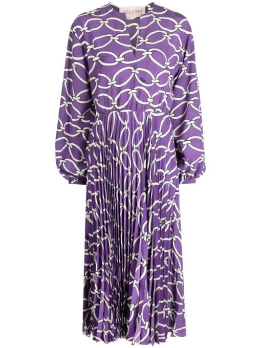 Valentino Garavani  chain-print silk midi dress