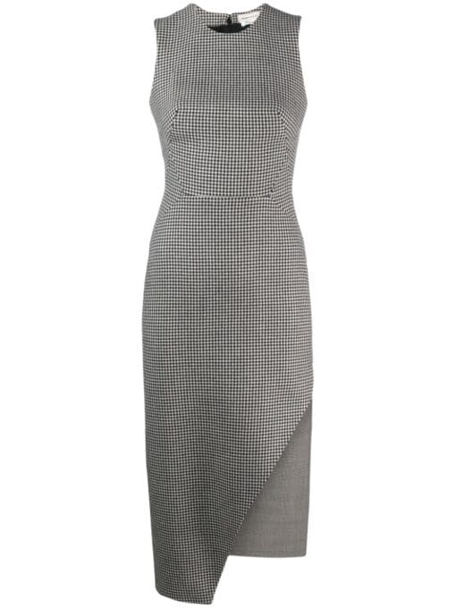 Alexander McQueen  houndstooth asymmetric midi dress