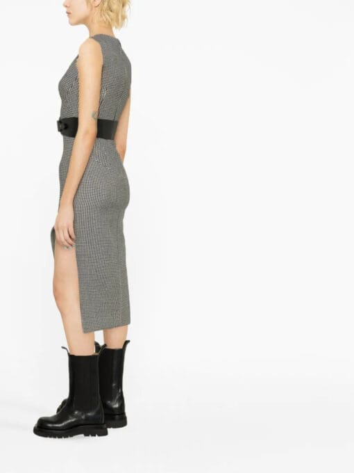 Alexander McQueen  houndstooth asymmetric midi dress - Image 3