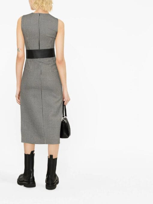 Alexander McQueen  houndstooth asymmetric midi dress - Image 4