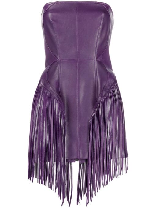 Versace  fringed leather minidress