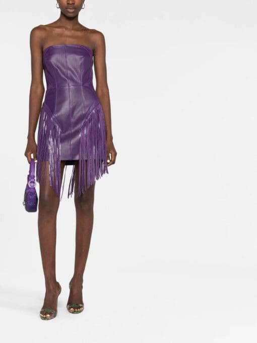 Versace  fringed leather minidress - Image 2