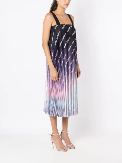 Armani Exchange  logo-print pleated dress - Image 3