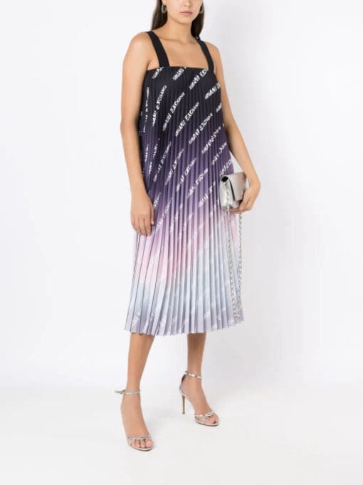 Armani Exchange  logo-print pleated dress - Image 2