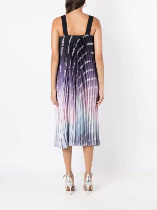 Armani Exchange  logo-print pleated dress - Image 4