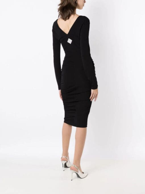 Armani Exchange  logo-patch V-neck dress - Image 2