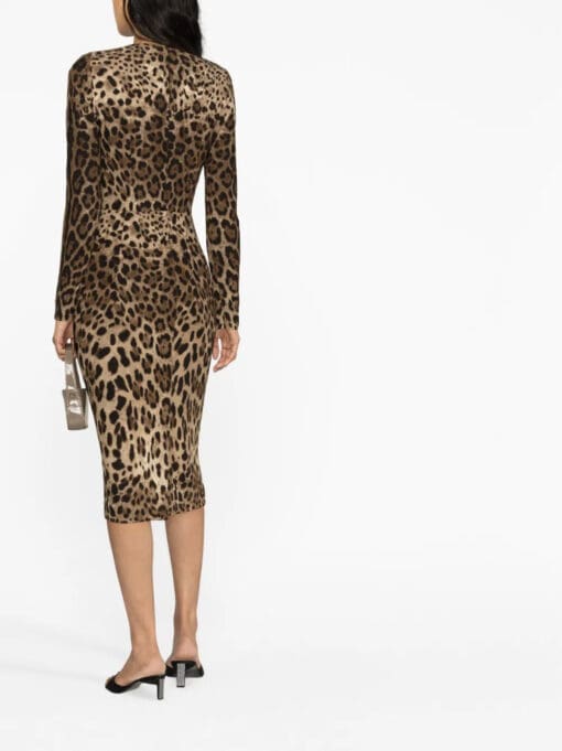 Dolce & Gabbana  long-sleeve leopard-print dress - Image 4