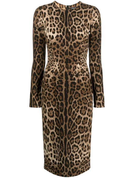 Dolce & Gabbana  long-sleeve leopard-print dress