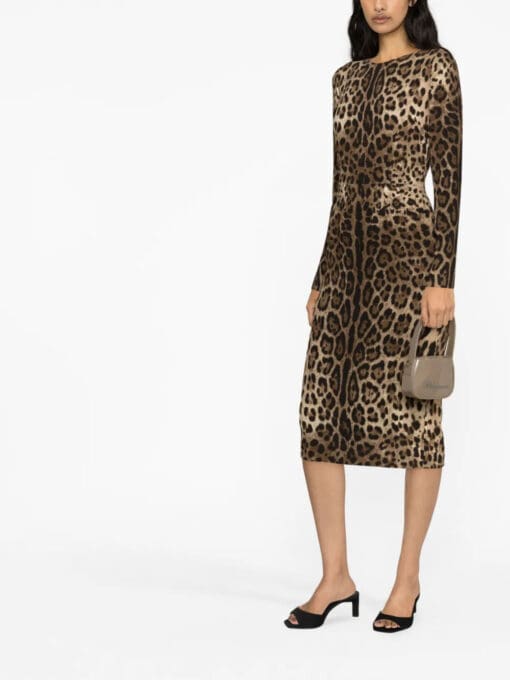 Dolce & Gabbana  long-sleeve leopard-print dress - Image 3