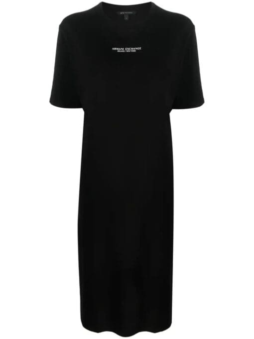 Armani Exchange  logo-print side-slit T-shirt dress