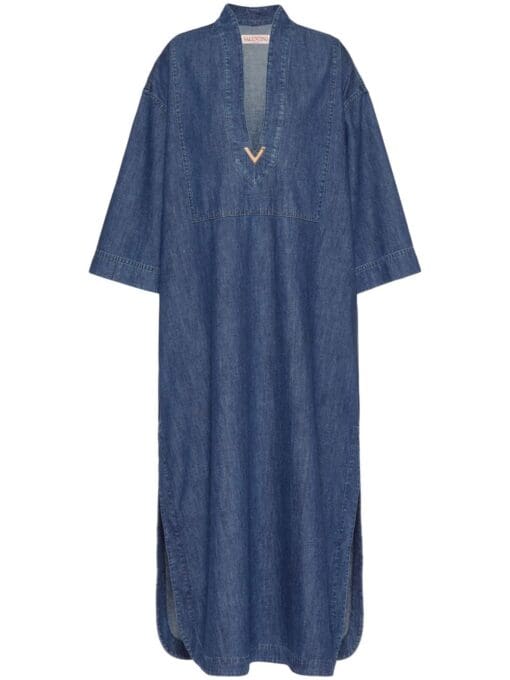 Valentino Garavani  logo plaque denim kaftan