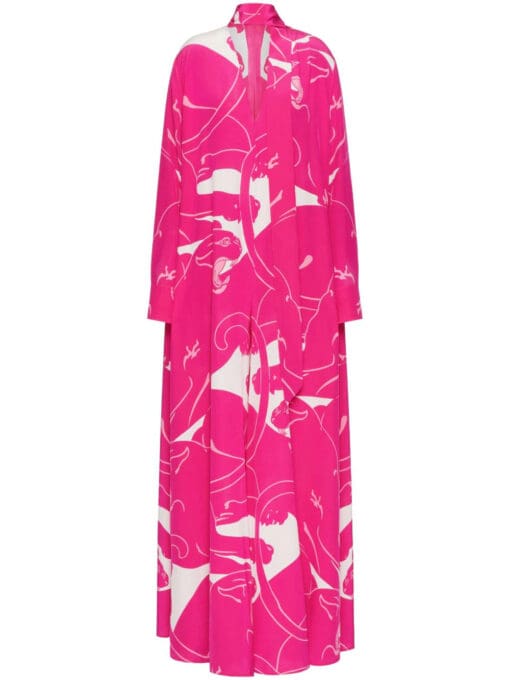 Valentino Garavani  Panther-print silk dress