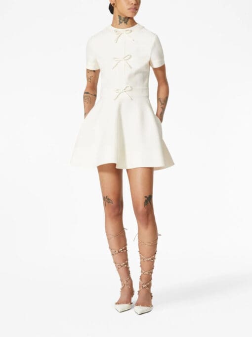 Valentino Garavani  Crepe Couture bow-embellished minidress - Image 3