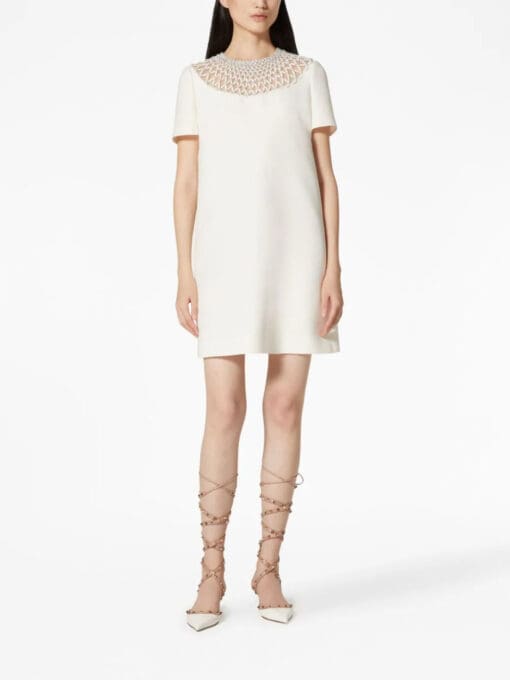 Valentino Garavani  crystal-neckline mini shift dress - Image 2