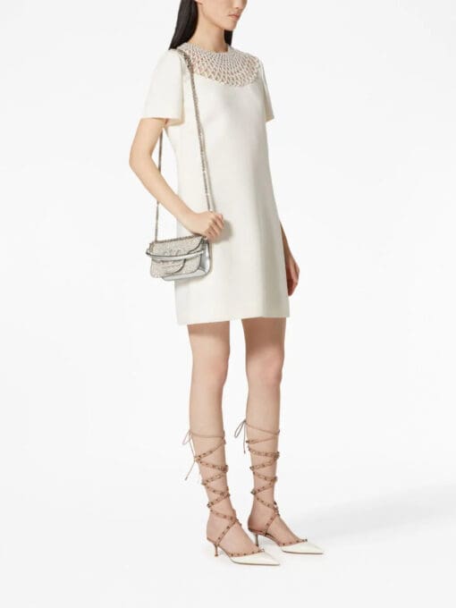 Valentino Garavani  crystal-neckline mini shift dress - Image 3