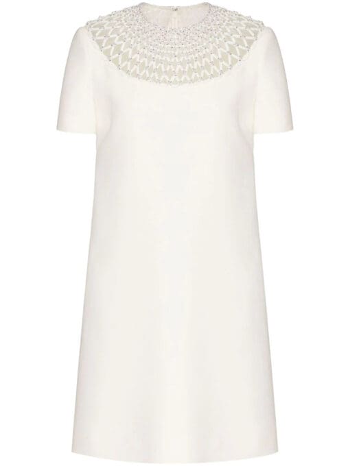 Valentino Garavani  crystal-neckline mini shift dress