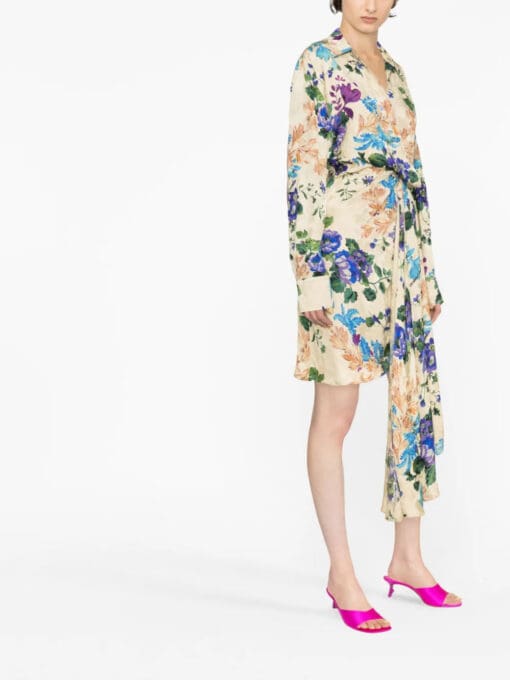 Off-White  floral-print asymmetric shirtdress - Image 4